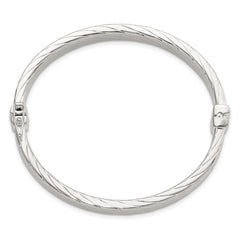 Sterling Silver Striped 7mm Hinged Bangle