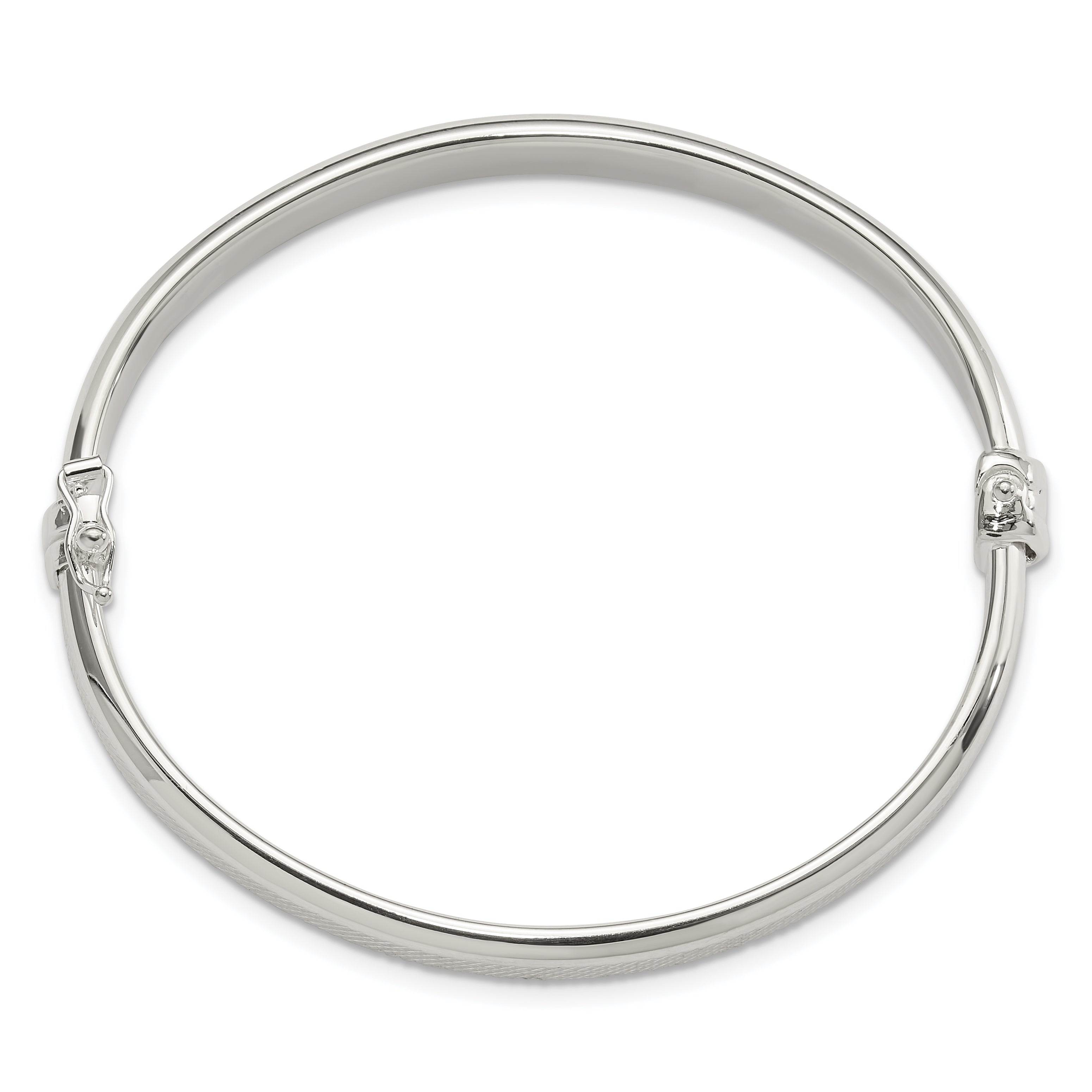 Sterling Silver Textured 6mm Hinged Bangle