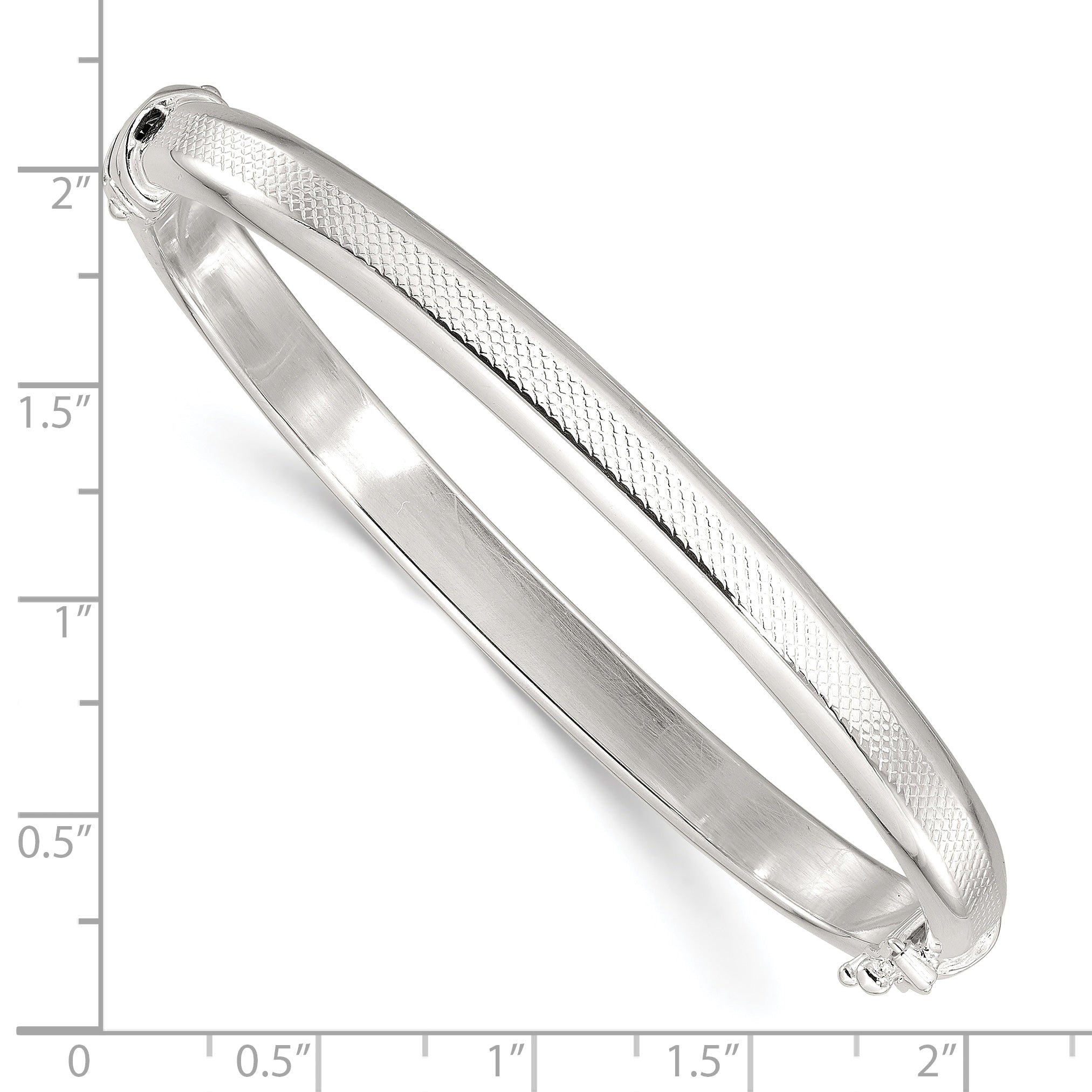 Sterling Silver Textured 6mm Hinged Bangle