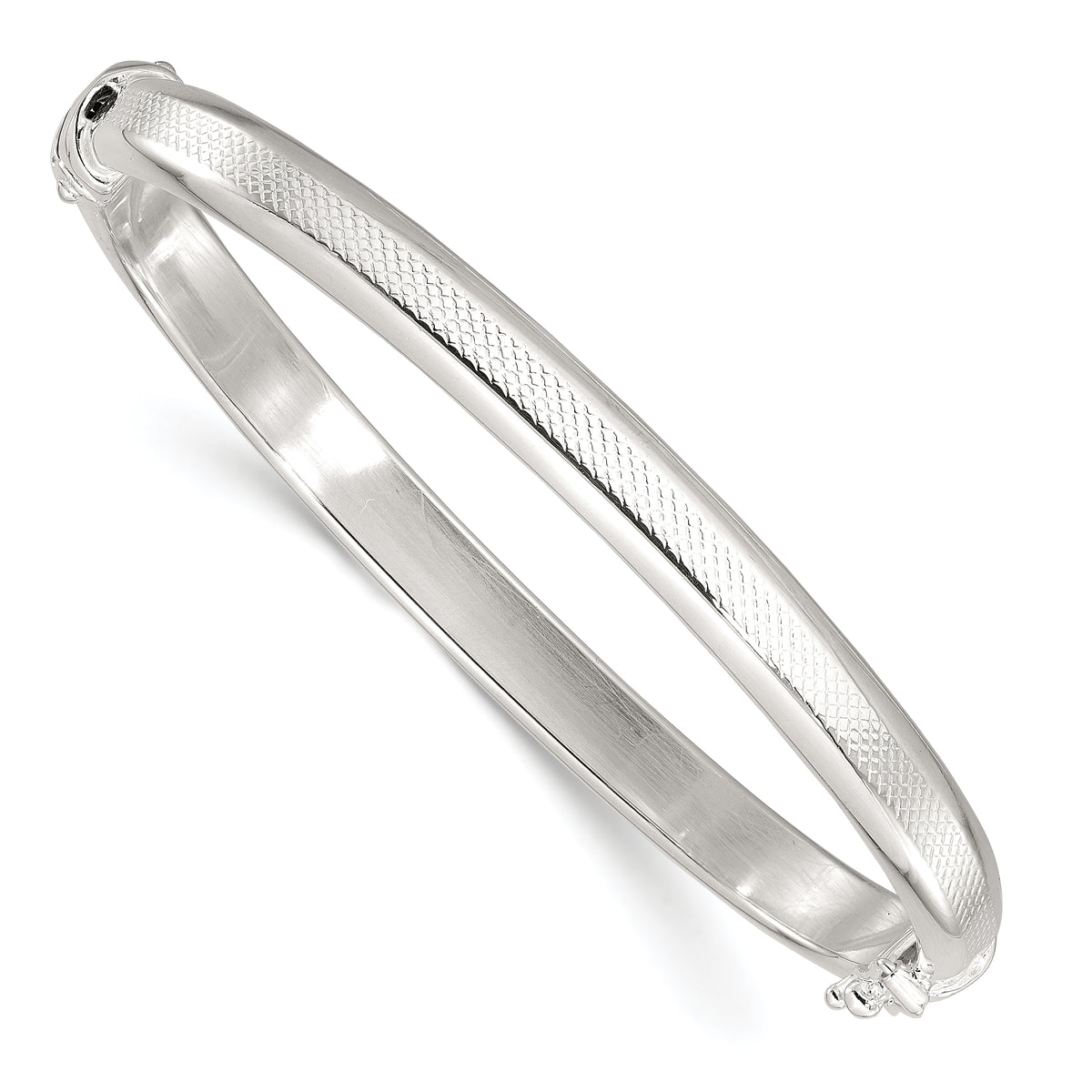 Sterling Silver Textured 6mm Hinged Bangle