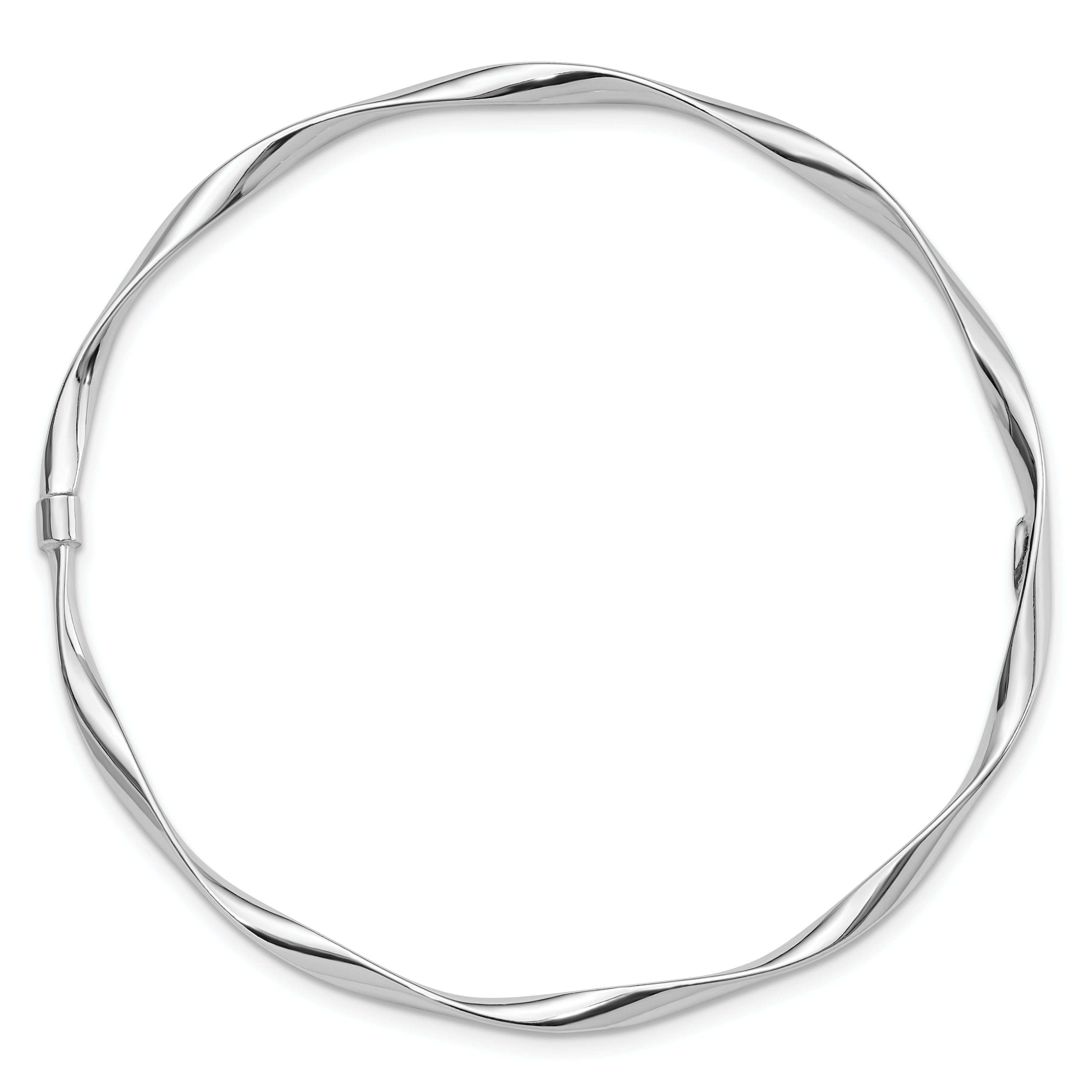 Sterling Silver Rhodium-plated Polished Twisted Slip On Bangle