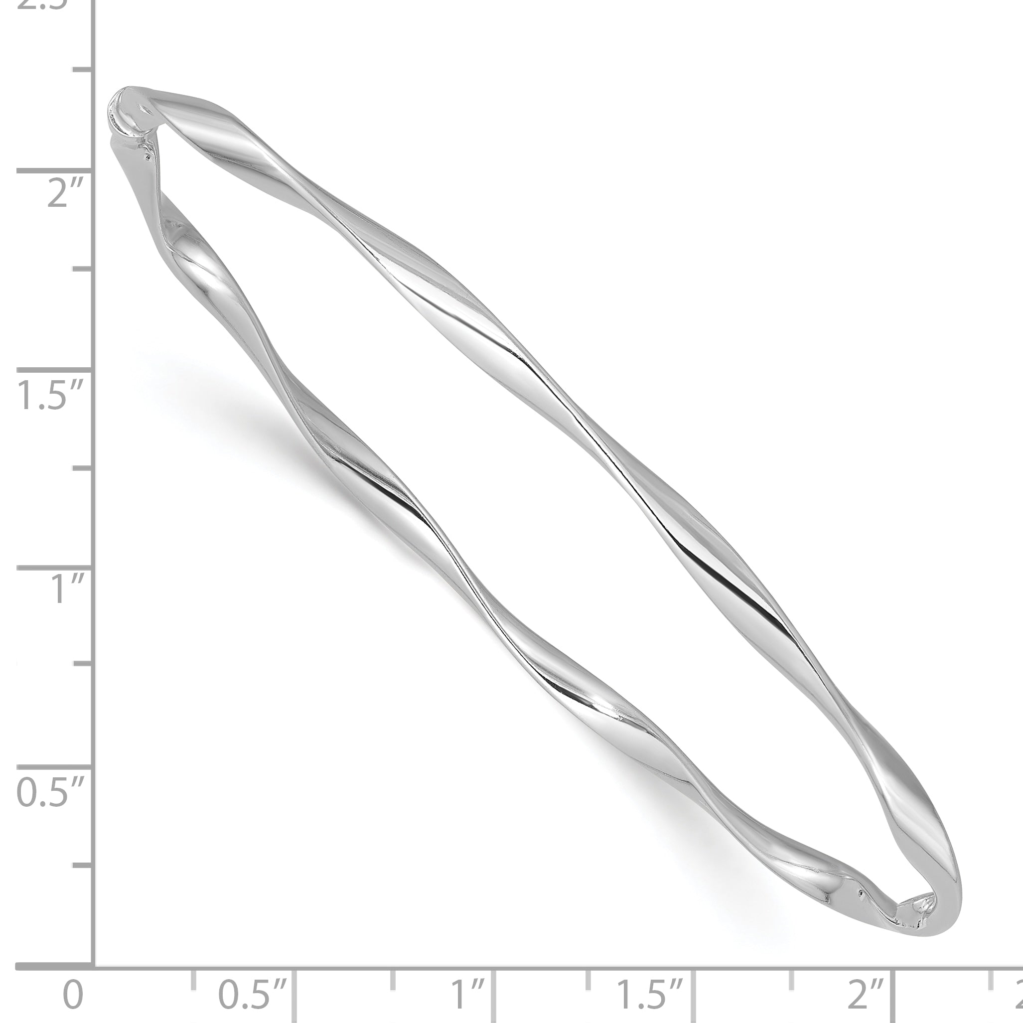 Sterling Silver Rhodium-plated Polished Twisted Slip On Bangle