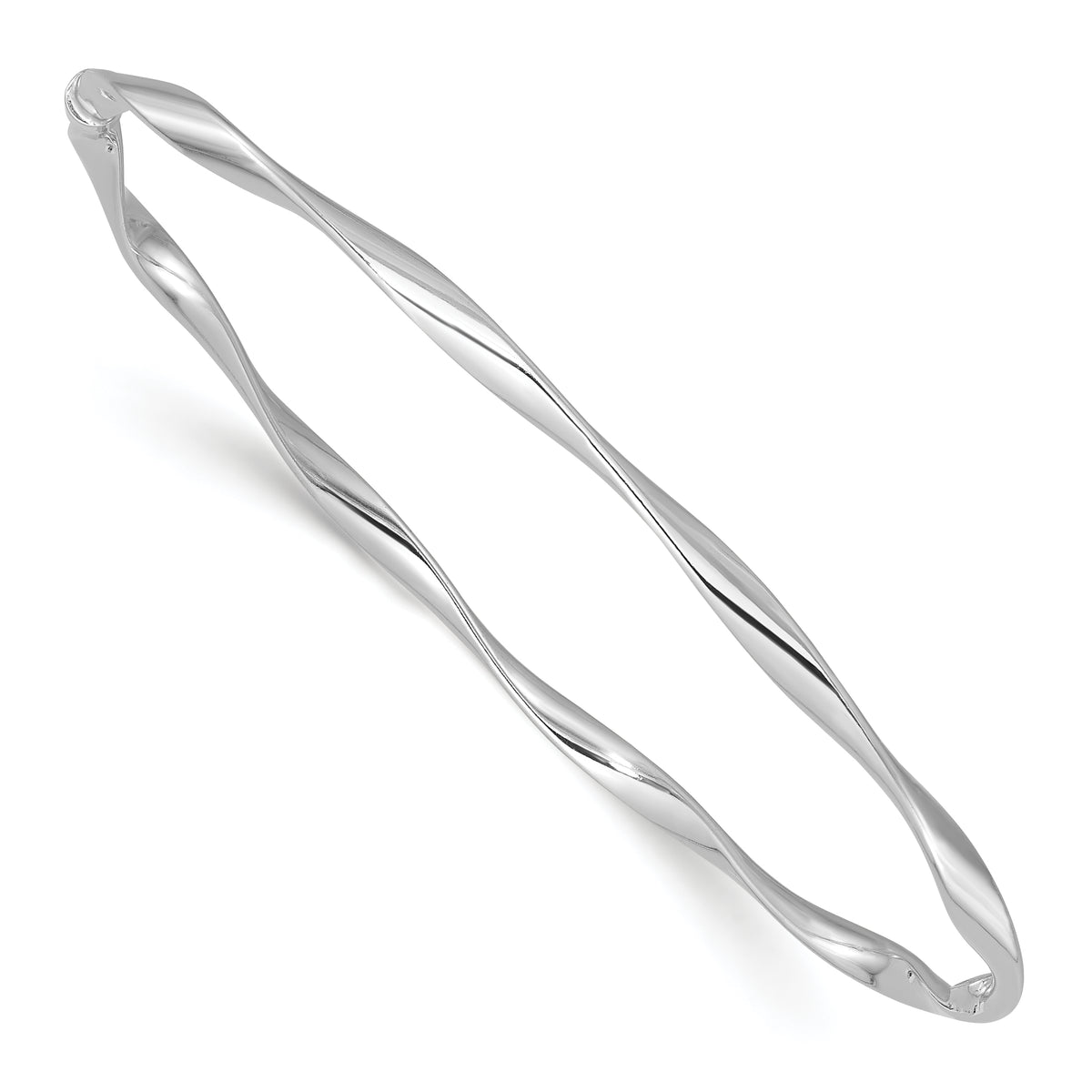 Sterling Silver Rhodium-plated Polished Twisted Slip On Bangle