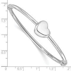 Sterling Silver Rhodium-plated Polished Heart Hinged Bangle