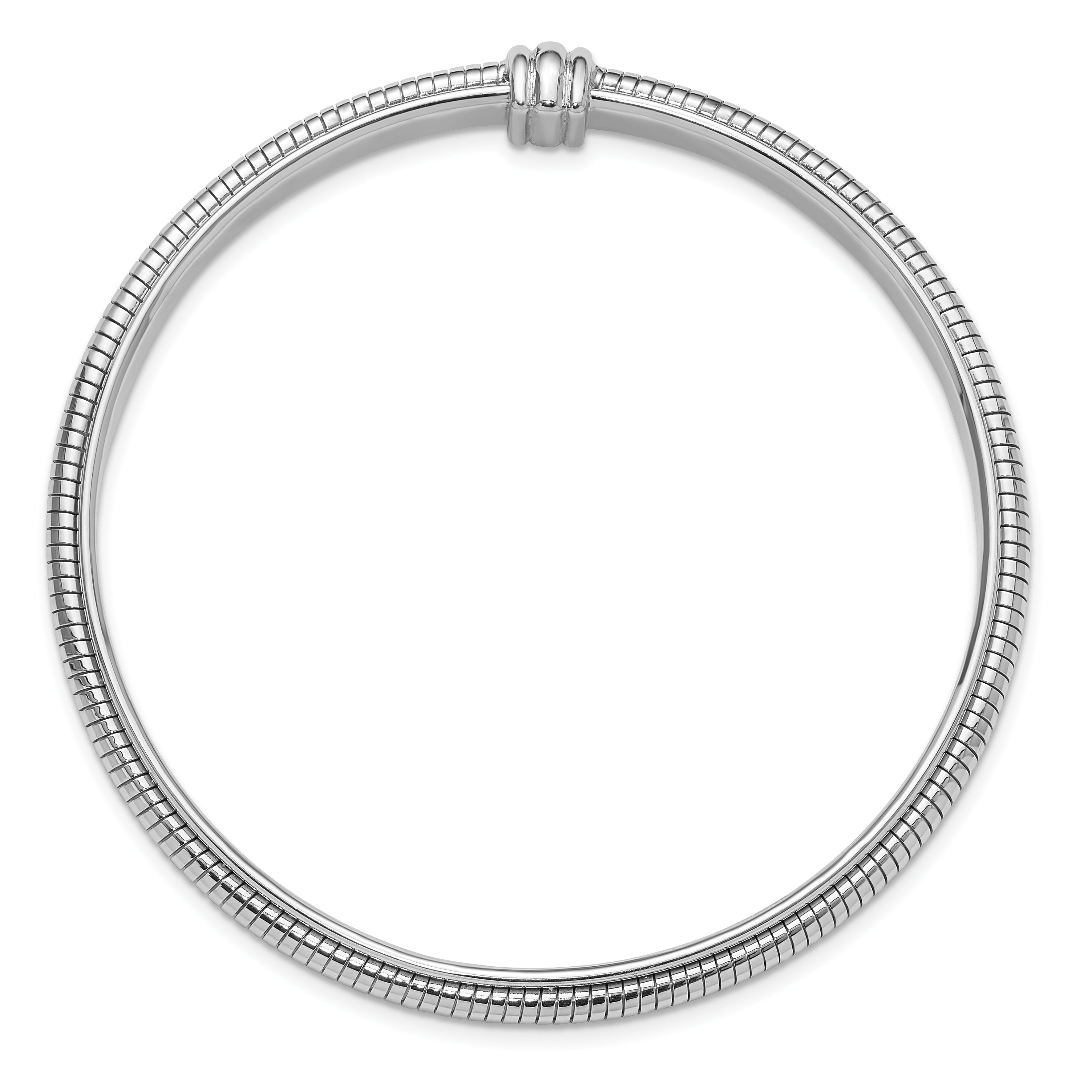 Sterling Silver Rhodium-plated Polished and Textured Slip-on Bangle Bracele