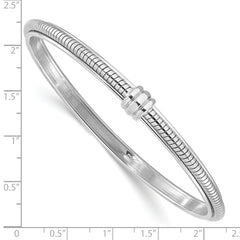 Sterling Silver Rhodium-plated Polished and Textured Slip-on Bangle Bracele