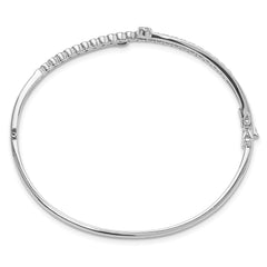 Sterling Silver Rhodium-plated Polished CZ Hinged Bangle Bracelet