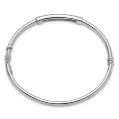 Sterling Silver Polished Rhodium-plated CZ Hinged Bangle Bracelet