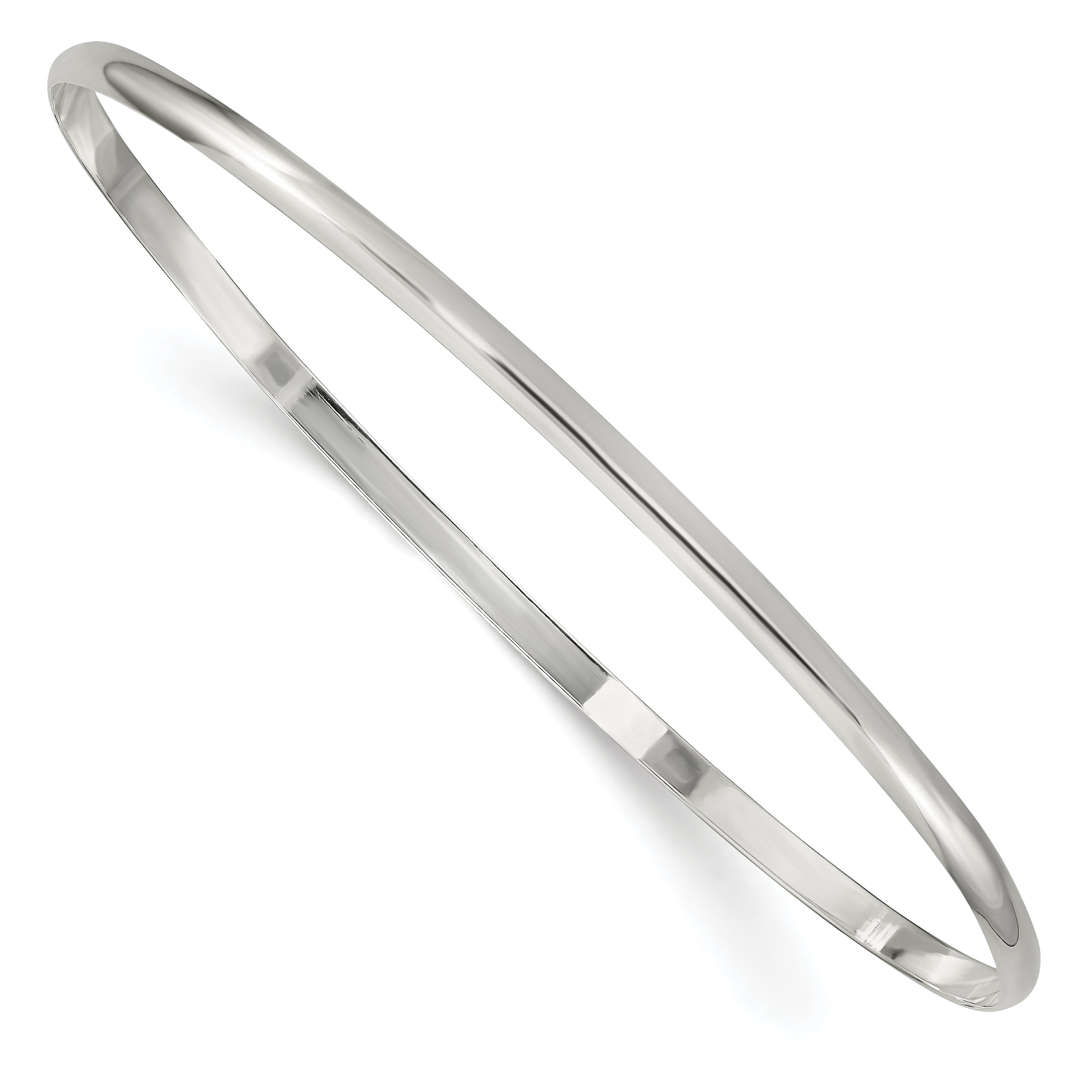 Sterling Silver 2.25mm Solid Polished Plain Slip-On Bangle Bracelet