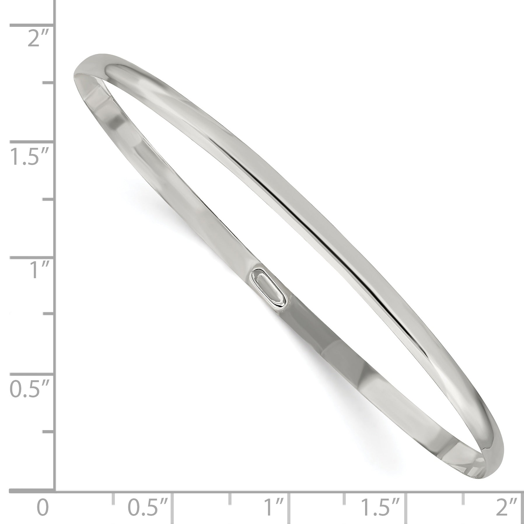 Sterling Silver 3mm Solid Polished Plain Slip-On Bangle Bracelet