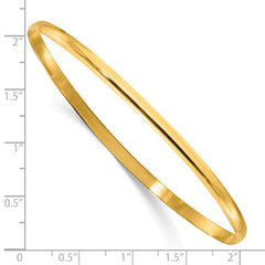 Sterling Silver Gold-tone 3mm Polished Plain Slip-On Bangle Bracelet