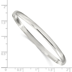 Sterling Silver 4mm Solid Polished Plain Slip-On Bangle Bracelet