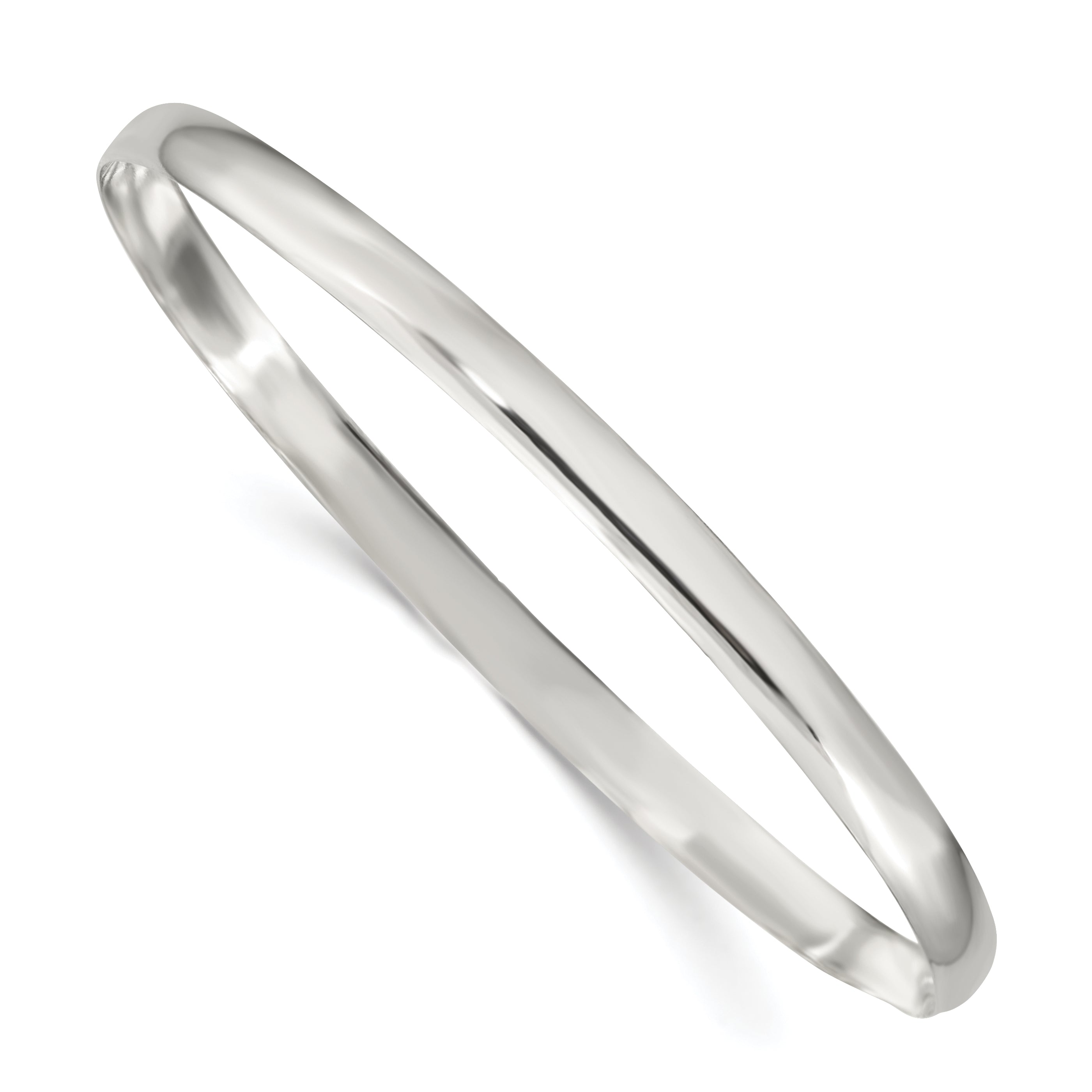 Sterling Silver 4mm Solid Polished Plain Slip-On Bangle Bracelet