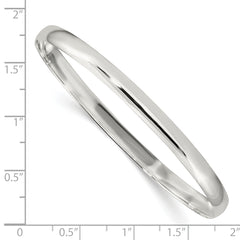 Sterling Silver 4.5mm Solid Polished Plain Slip-On Bangle Bracelet