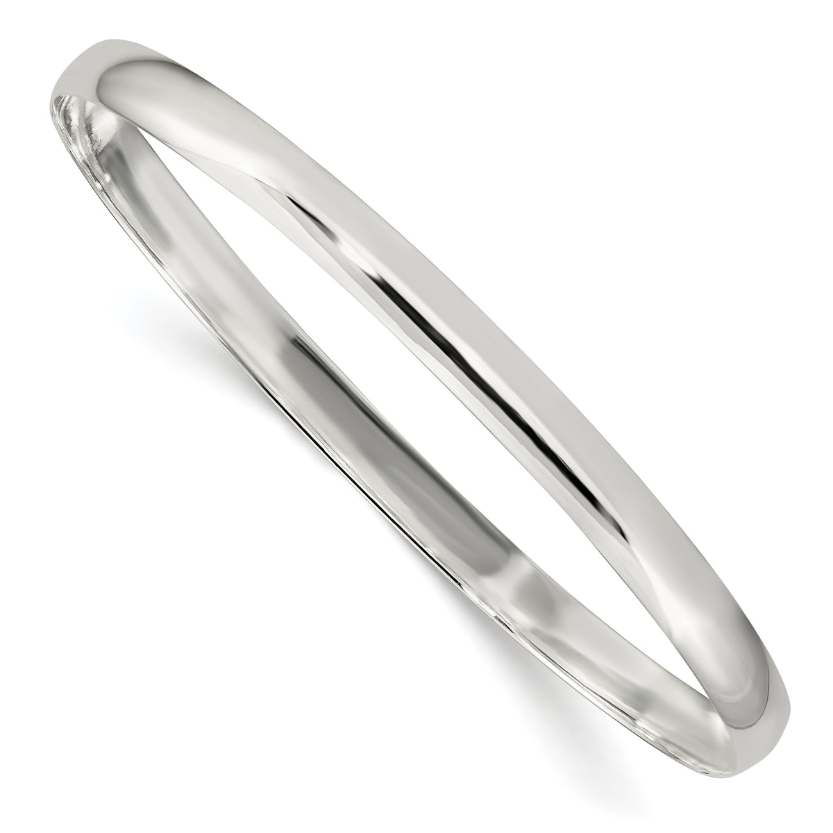 Sterling Silver 4.5mm Solid Polished Plain Slip-On Bangle Bracelet