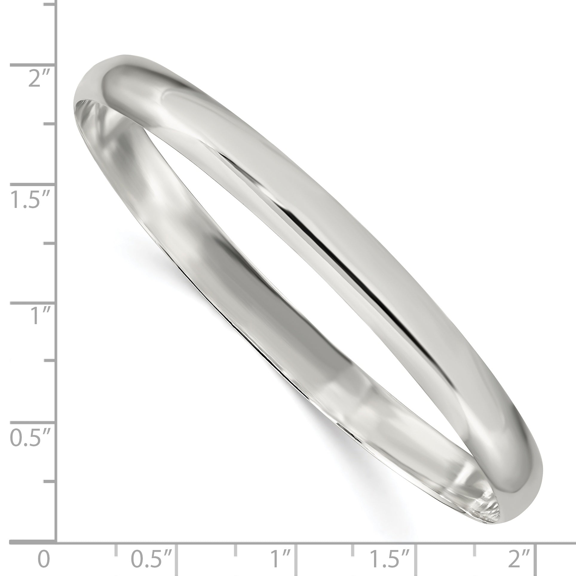 Sterling Silver 6.25mm Solid Polished Plain Slip-On Bangle Bracelet