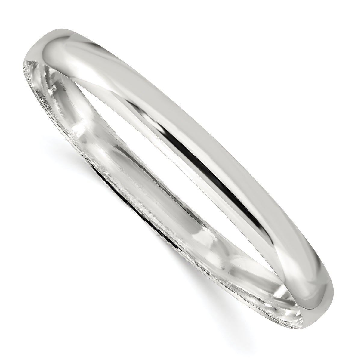 Sterling Silver 7mm Solid Polished Plain Slip-On Bangle Bracelet