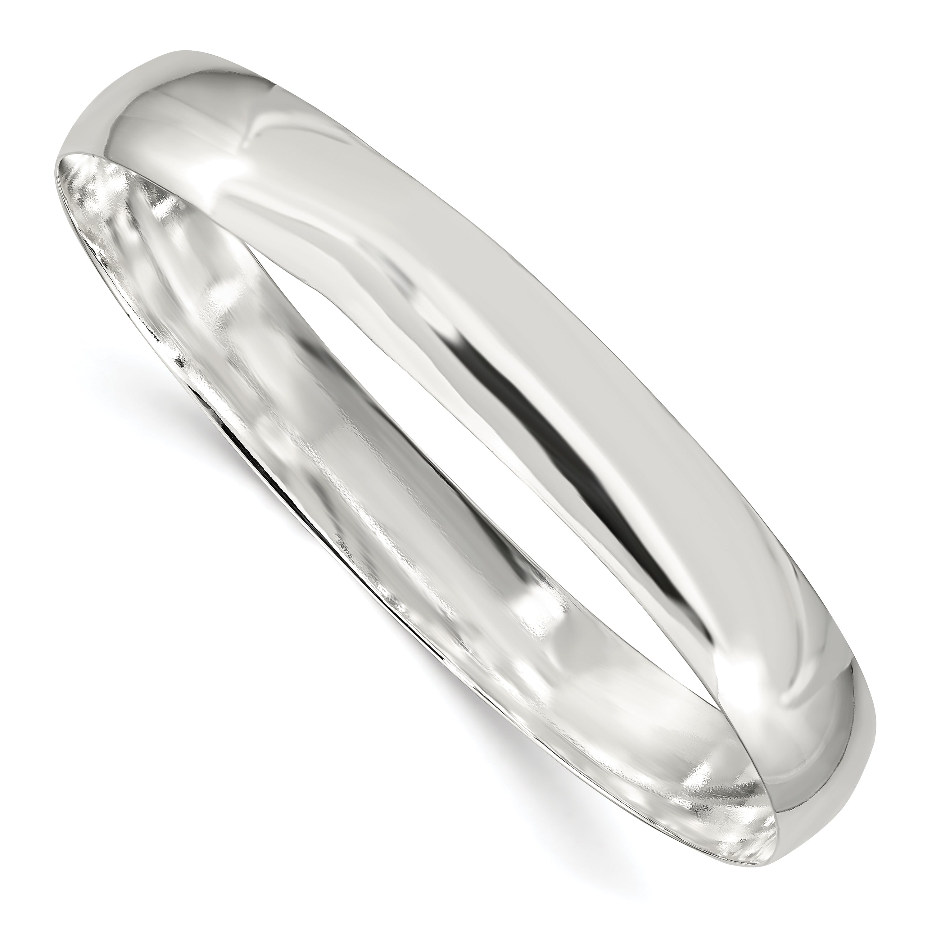 Sterling Silver 9mm Solid Polished Plain Slip-On Bangle Bracelet