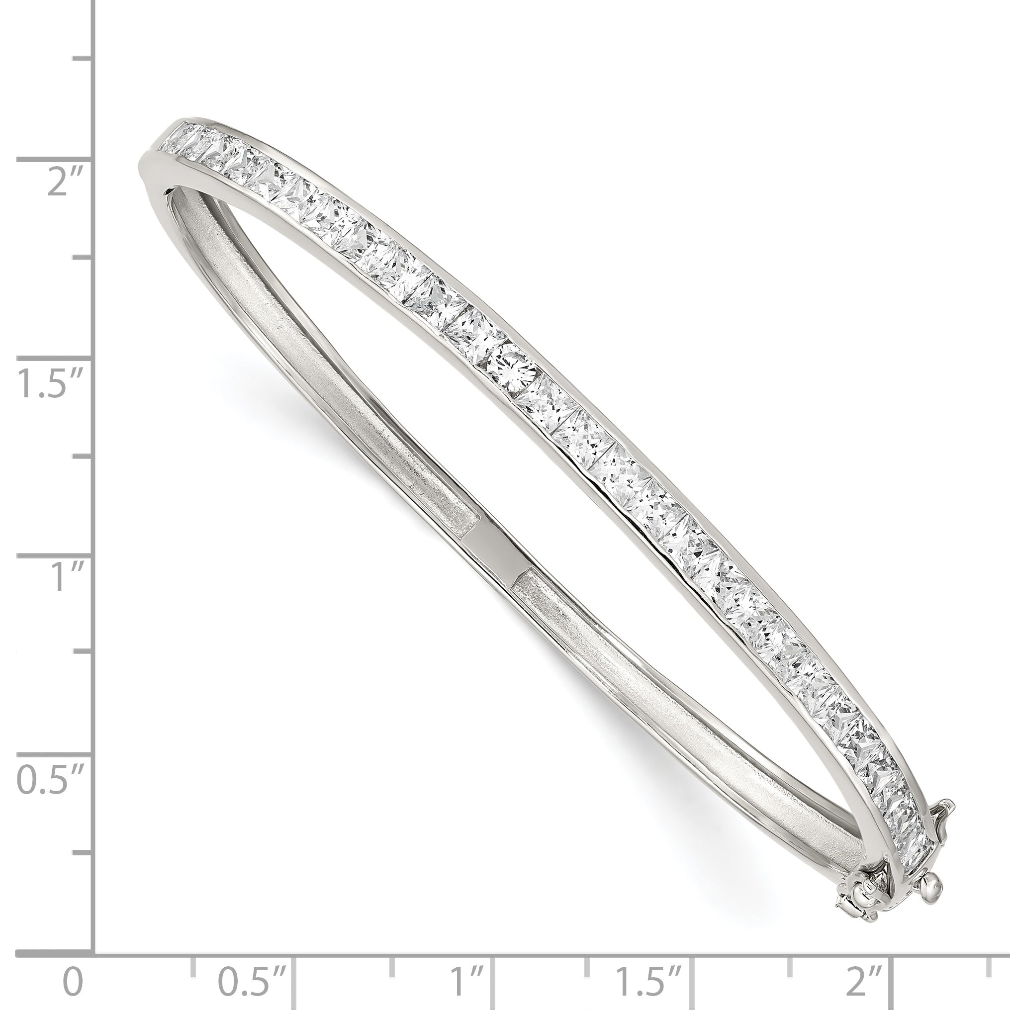 Sterling Silver Rhodium-plated CZ Hinged Bangle Bracelet