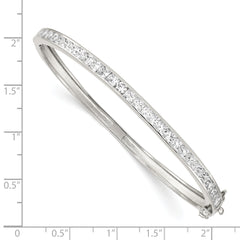 Sterling Silver Rhodium-plated CZ Hinged Bangle Bracelet