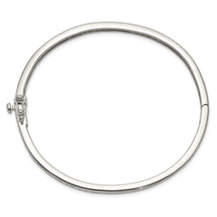 Sterling Silver Rhodium-plated Clear CZ Oval Hinged Bangle Bracelet