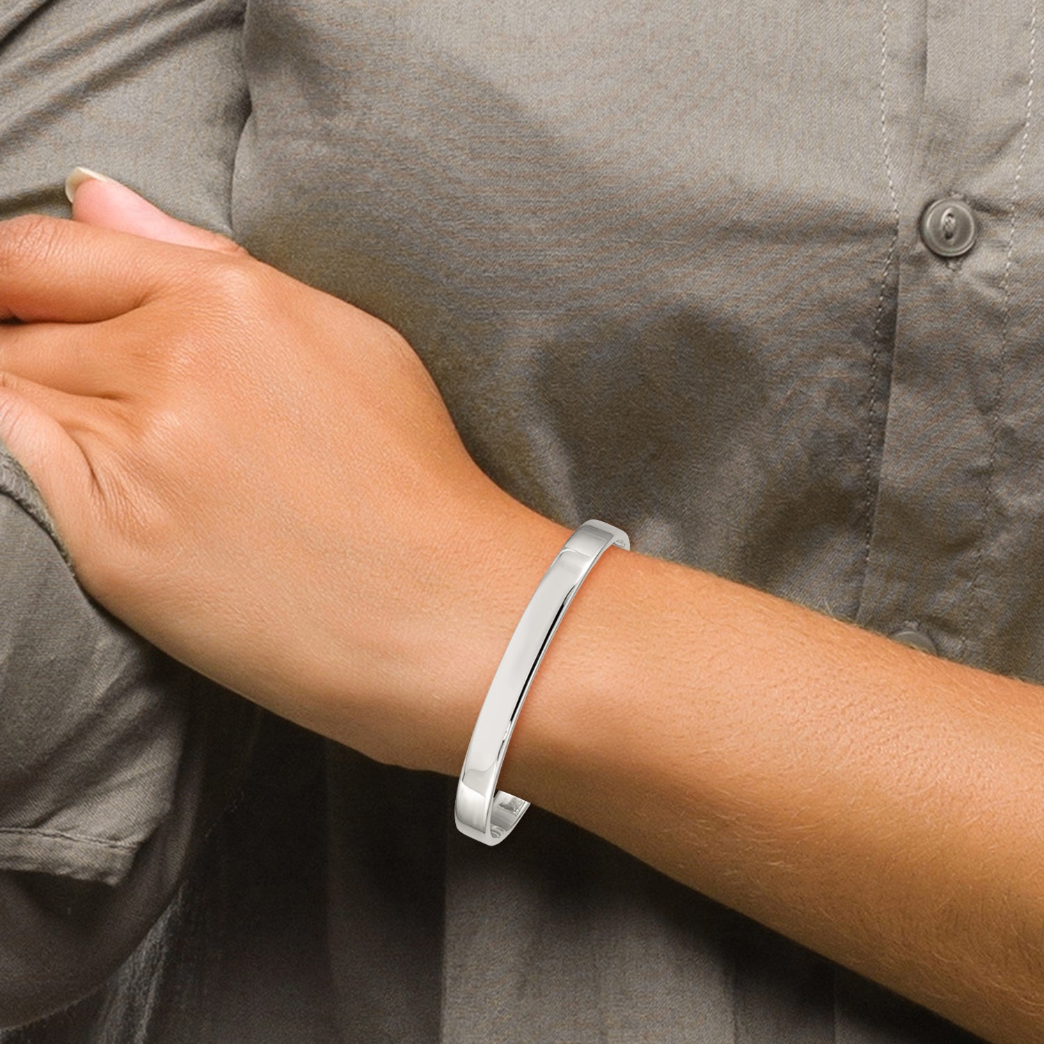 Sterling Silver 7mm Cuff Bangle