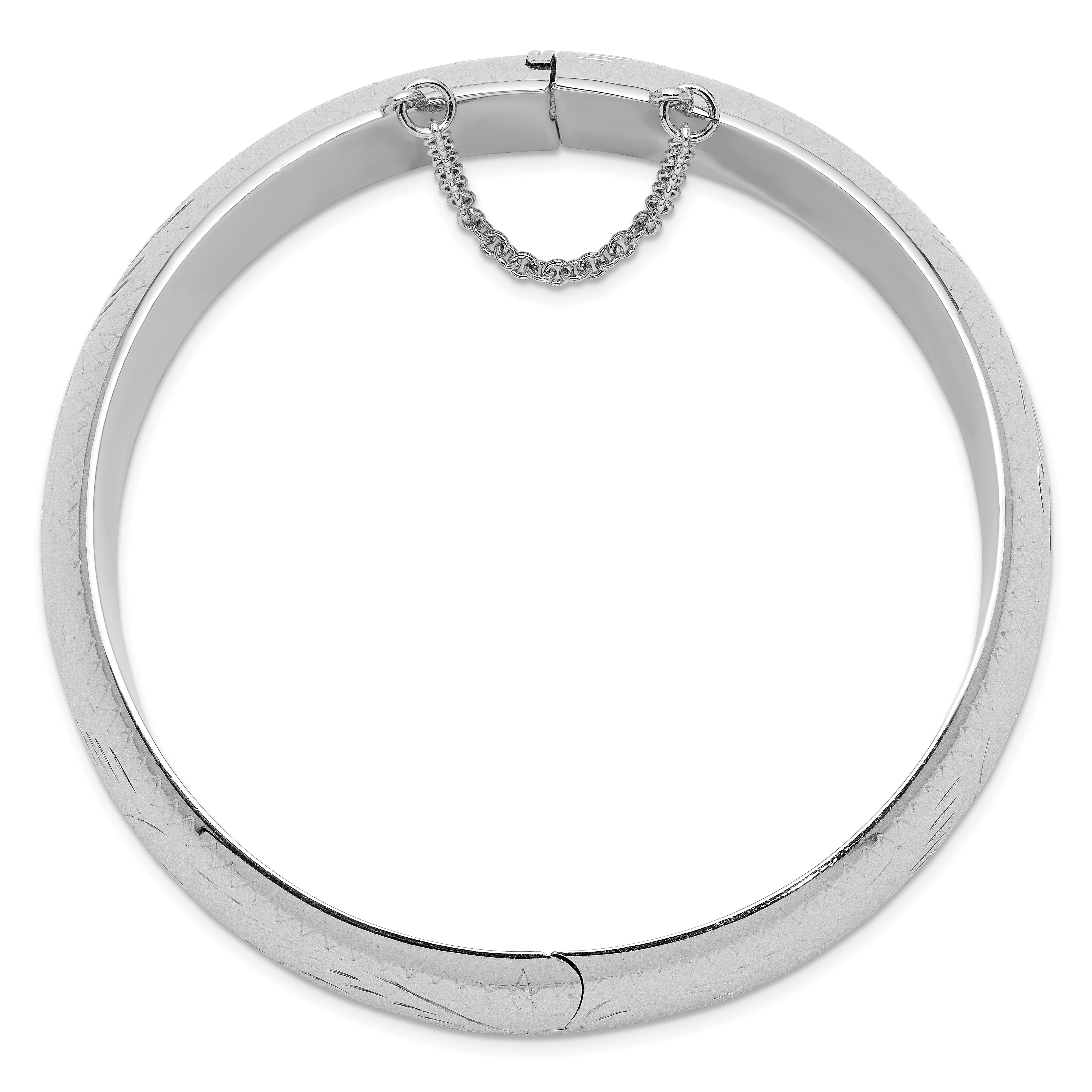 Sterling Silver Rhodium-plated D/C 20mm Hinged Bangle Bracelet