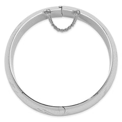 Sterling Silver Rhodium-plated D/C 20mm Hinged Bangle Bracelet