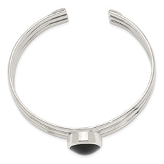 Sophia Jewelers Sterling Silver Onyx Cuff Bangle Bracelet with Polished Finish