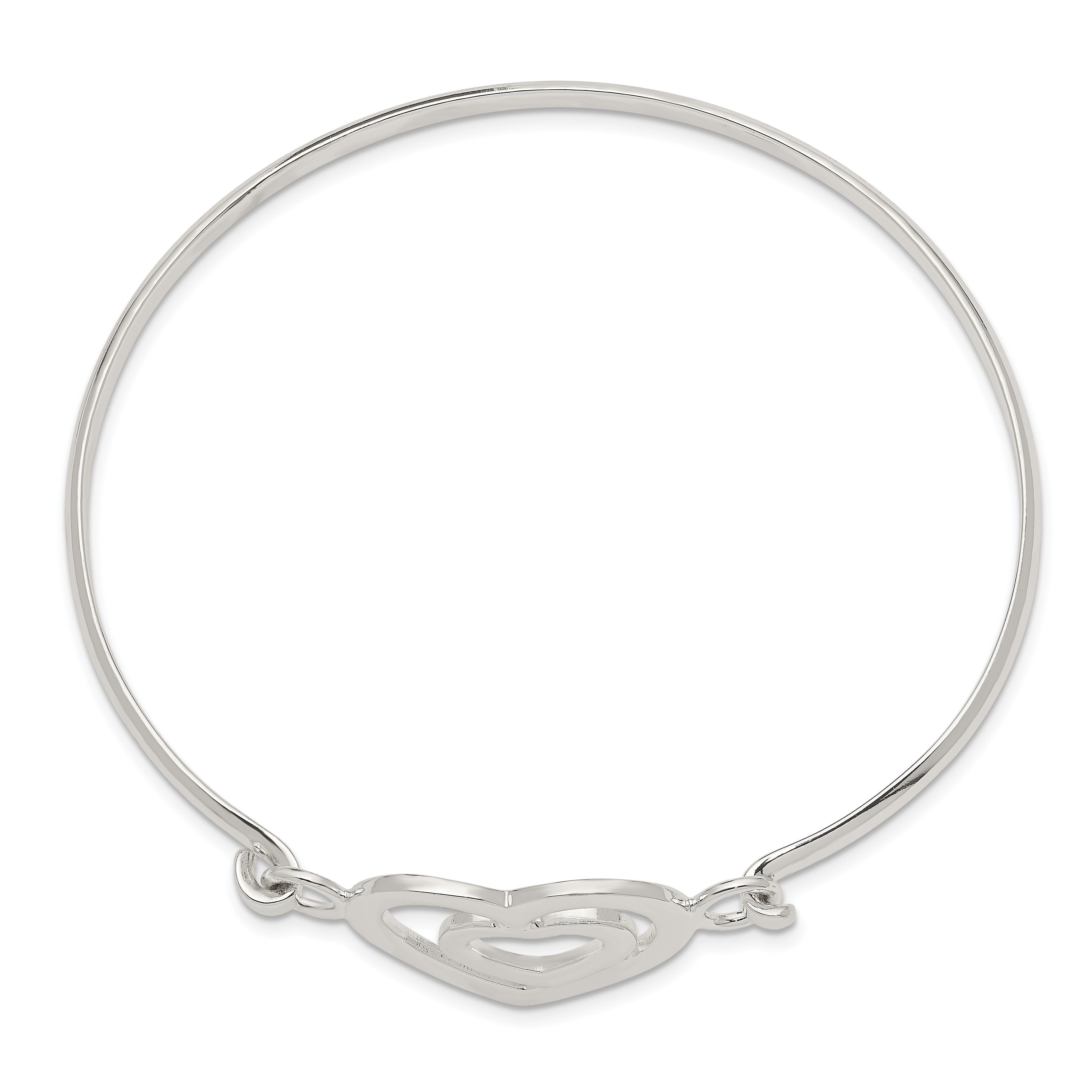 Sterling Silver Heart within a Heart Bangle Bracelet