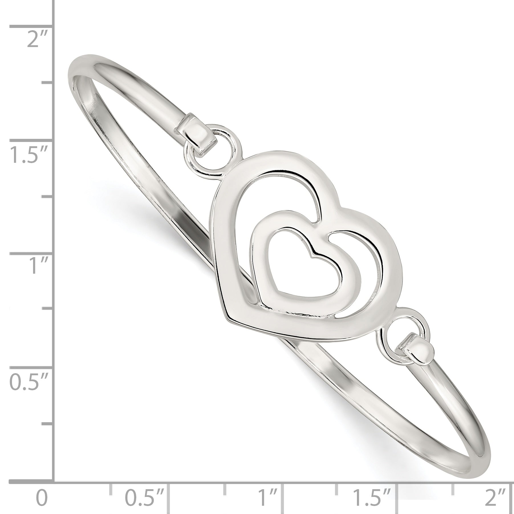 Sterling Silver Heart within a Heart Bangle Bracelet