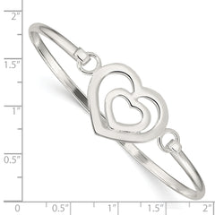 Sterling Silver Heart within a Heart Bangle Bracelet