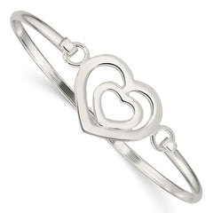 Sterling Silver Heart within a Heart Bangle Bracelet