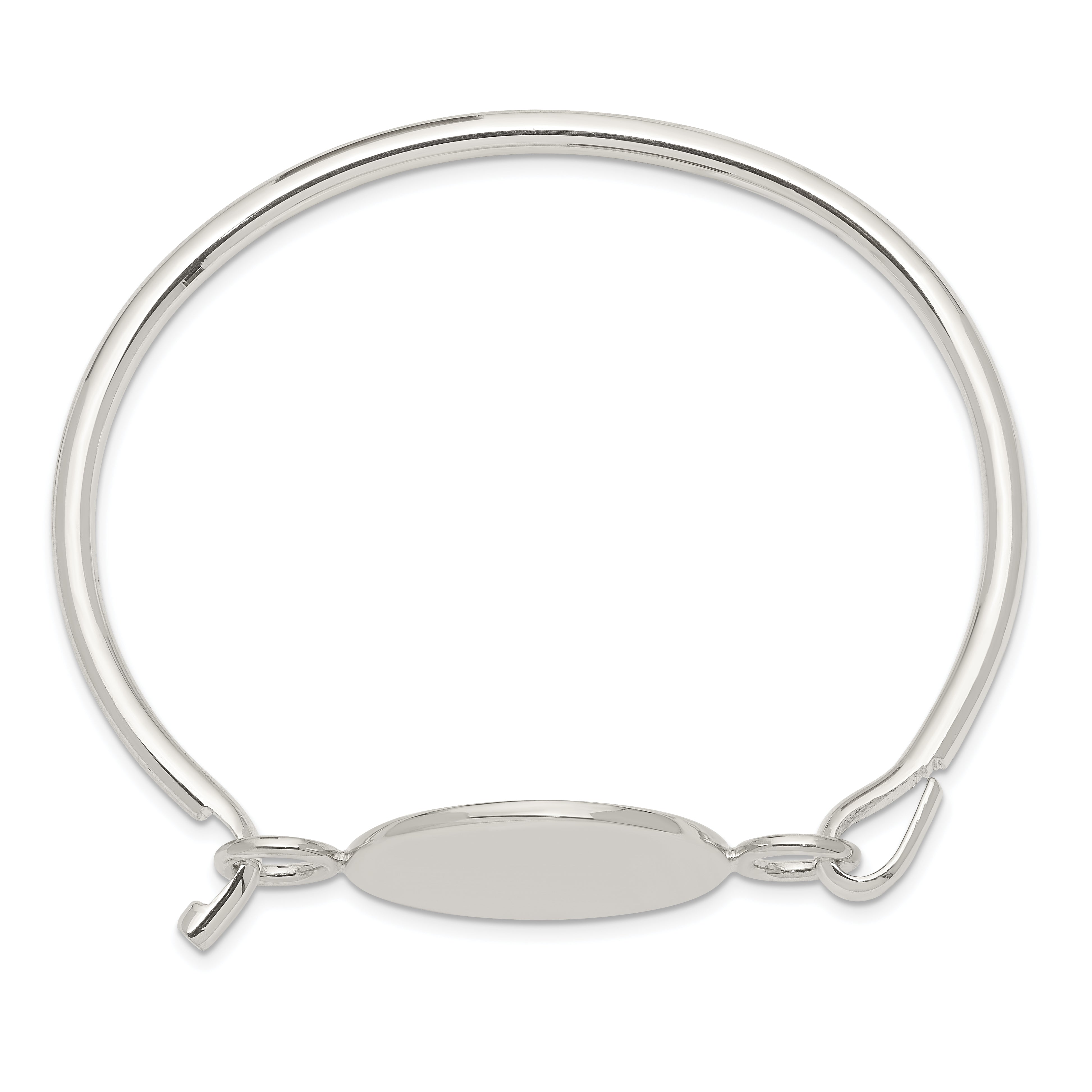 Sterling Silver Bangle w/Round ID Plate Bracelet