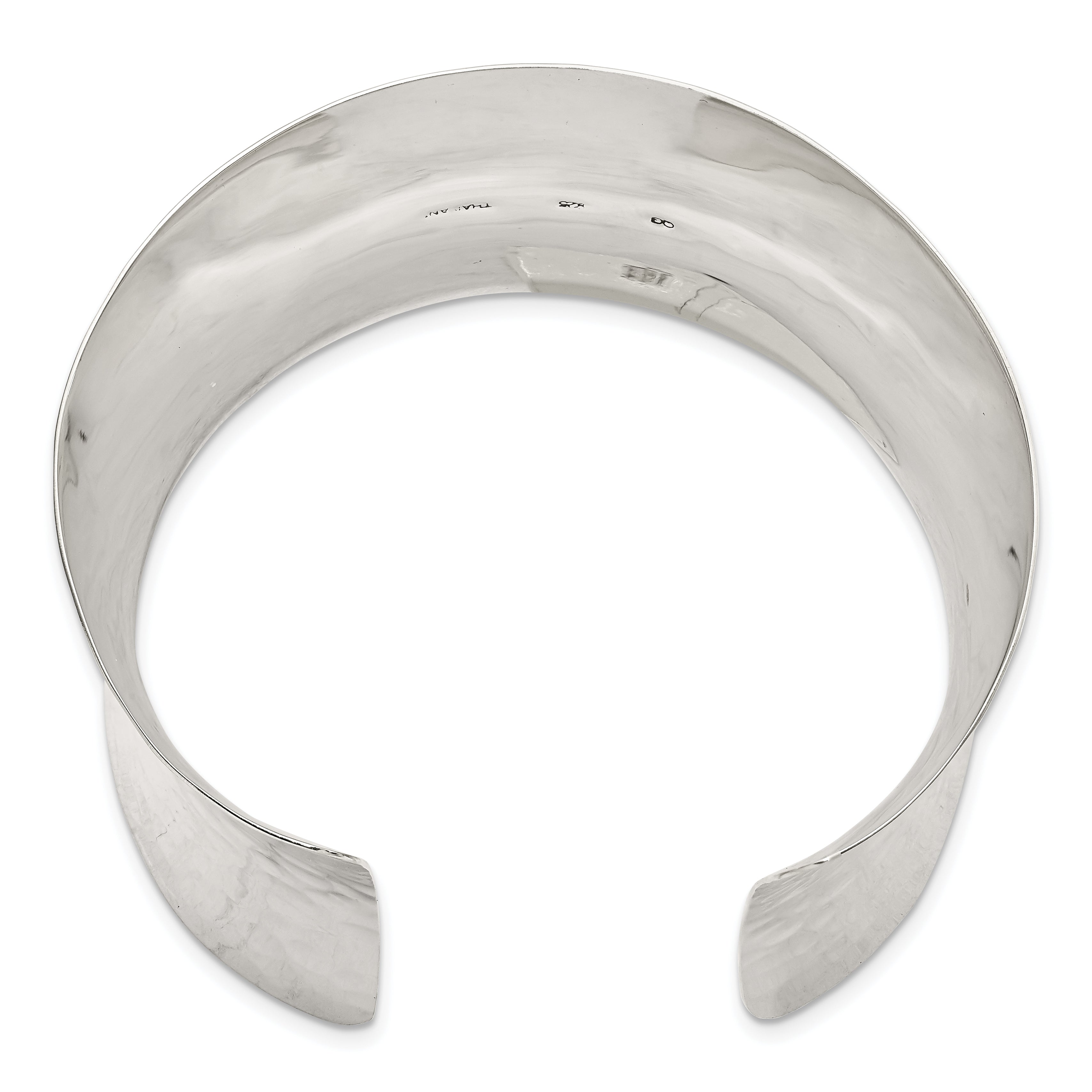 Sterling Silver 49.5mm Hammered Cuff Bangle