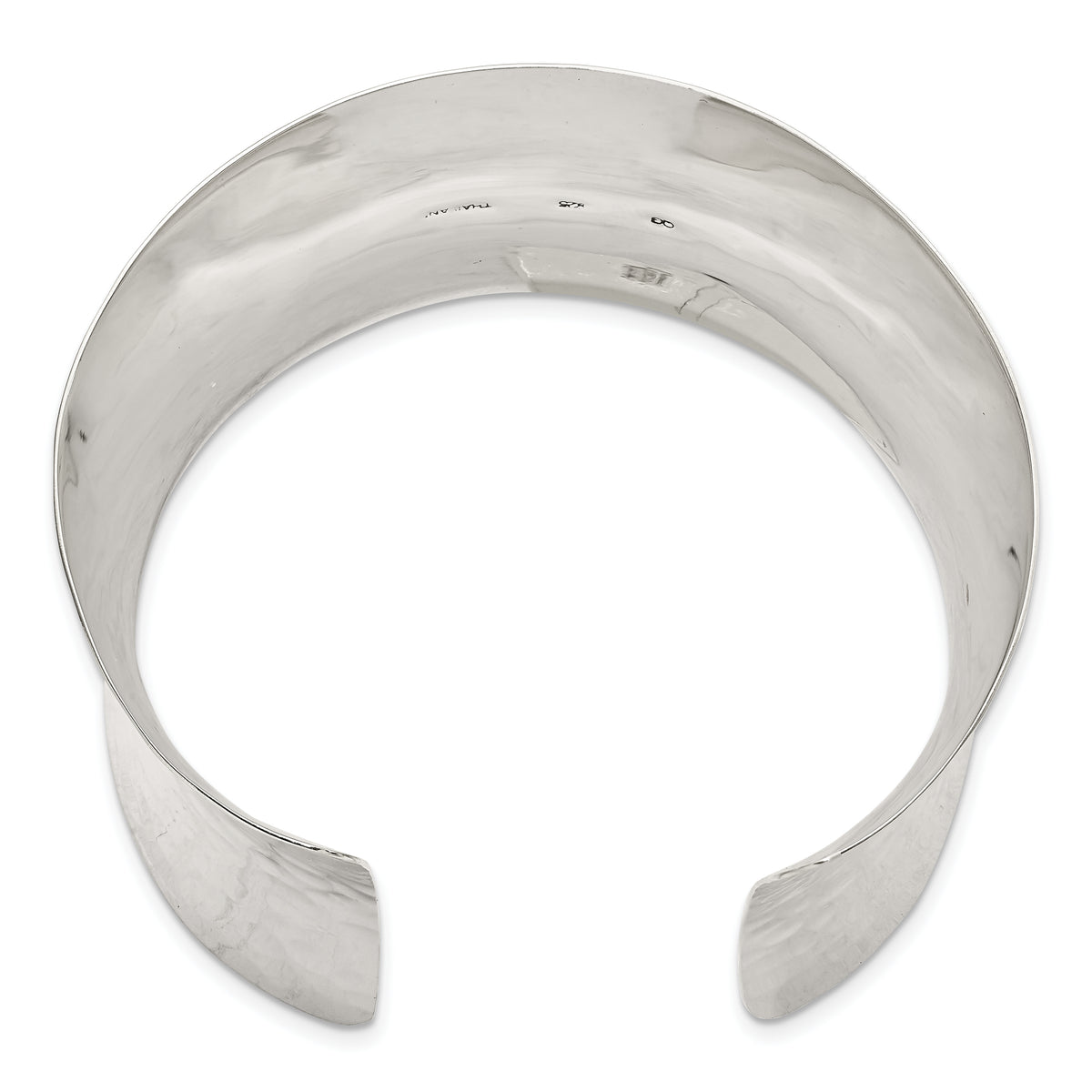 Sterling Silver 49.5mm Hammered Cuff Bangle