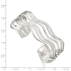 Sophia Jewelers 925 Sterling Silver Polished Wavy Cuff Bangle for Women