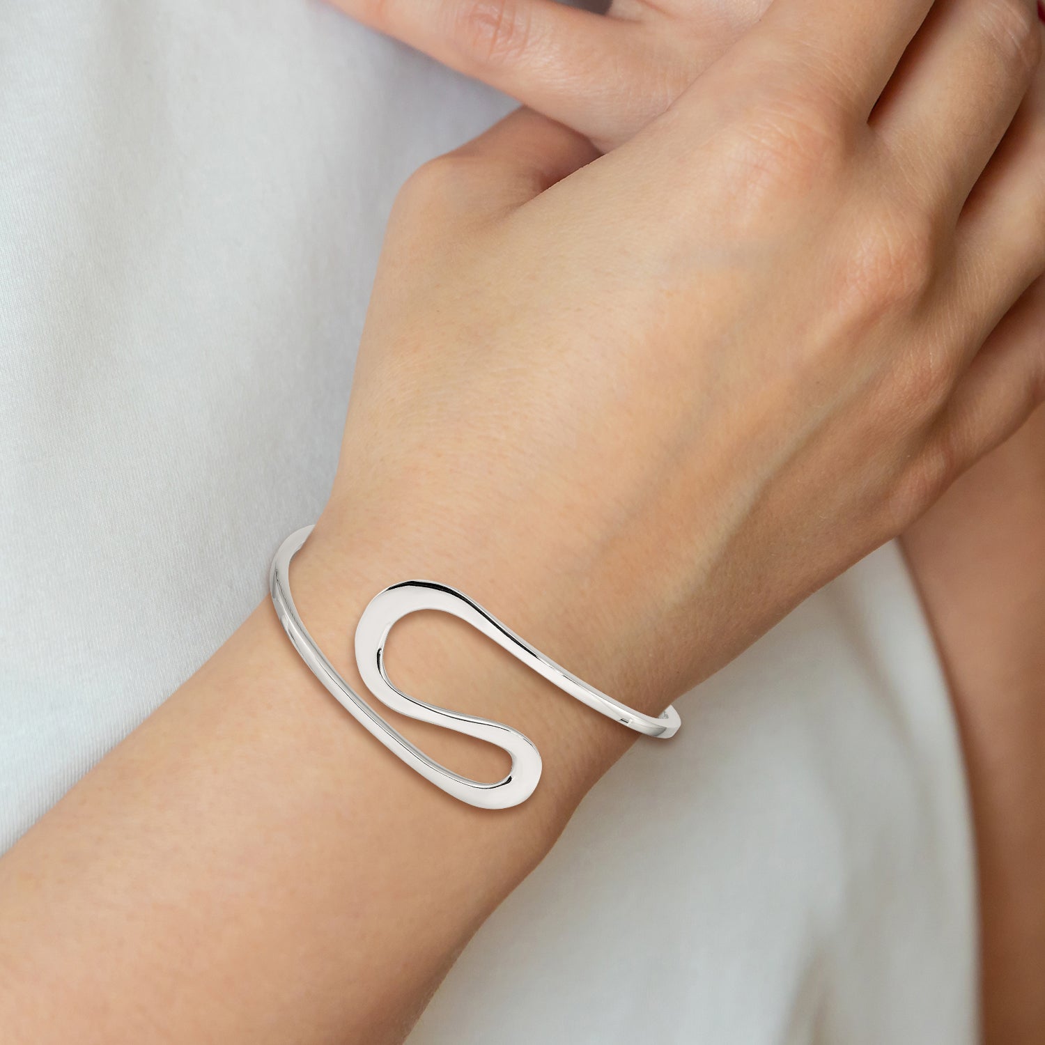 Sterling Silver Abstract Cuff Bangle