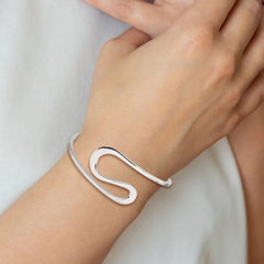 Sterling Silver Abstract Cuff Bangle