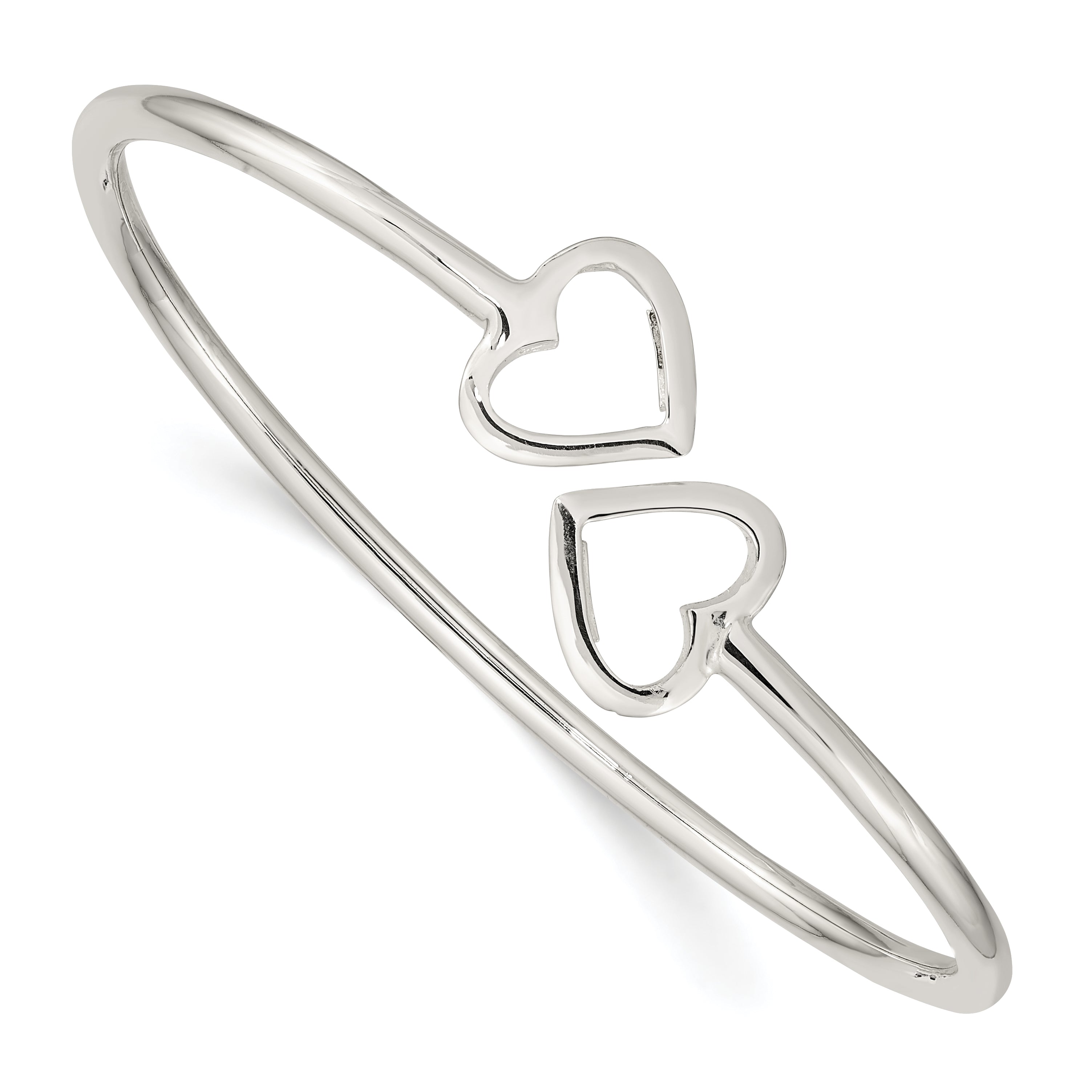 Sterling Silver Polished Heart Bangle