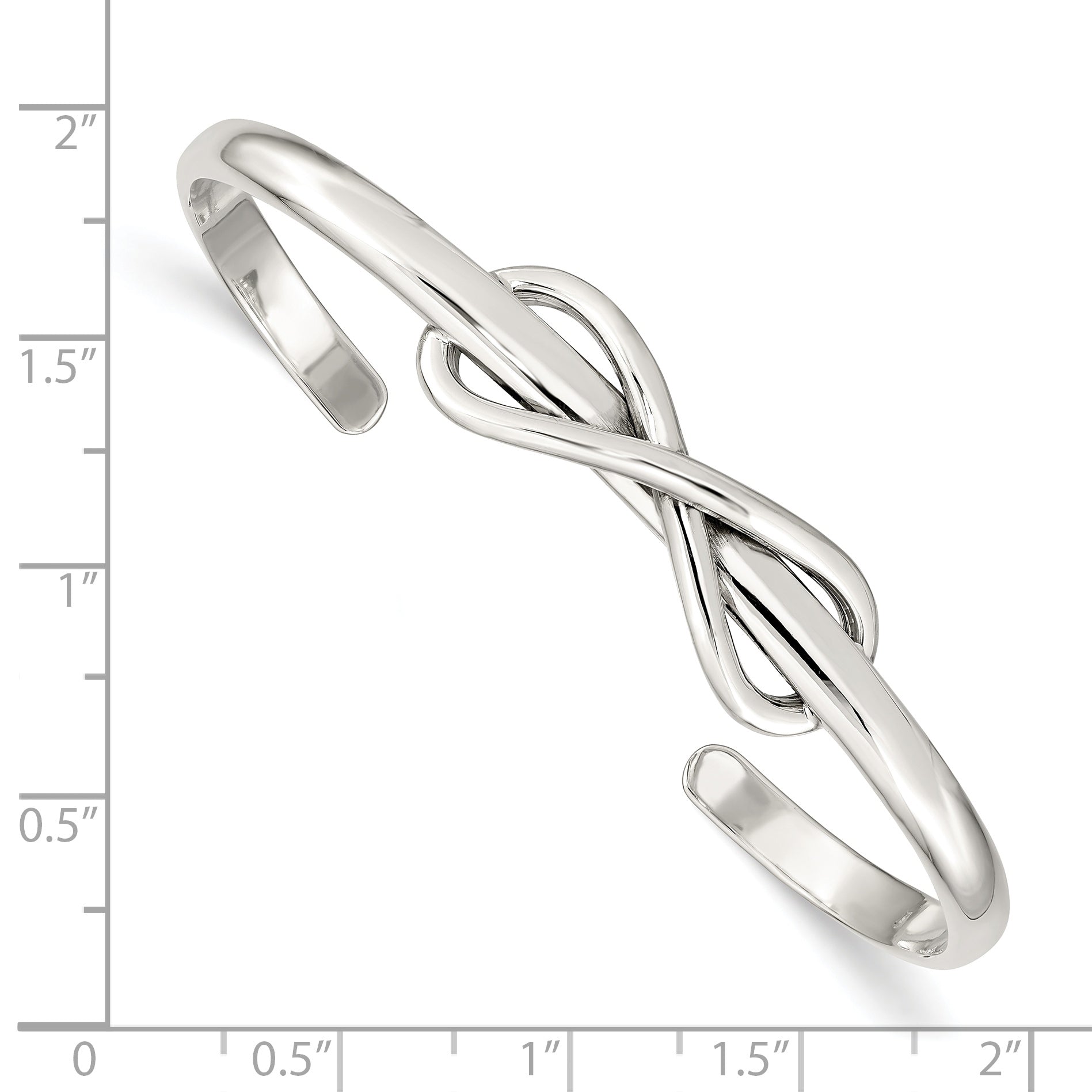 Sterling Silver Polished Infinity Cuff Bangle