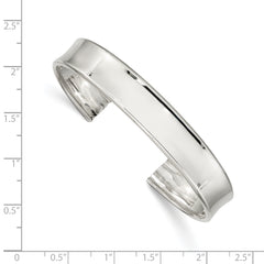 Sterling Silver 10mm Polished Cuff Bangle