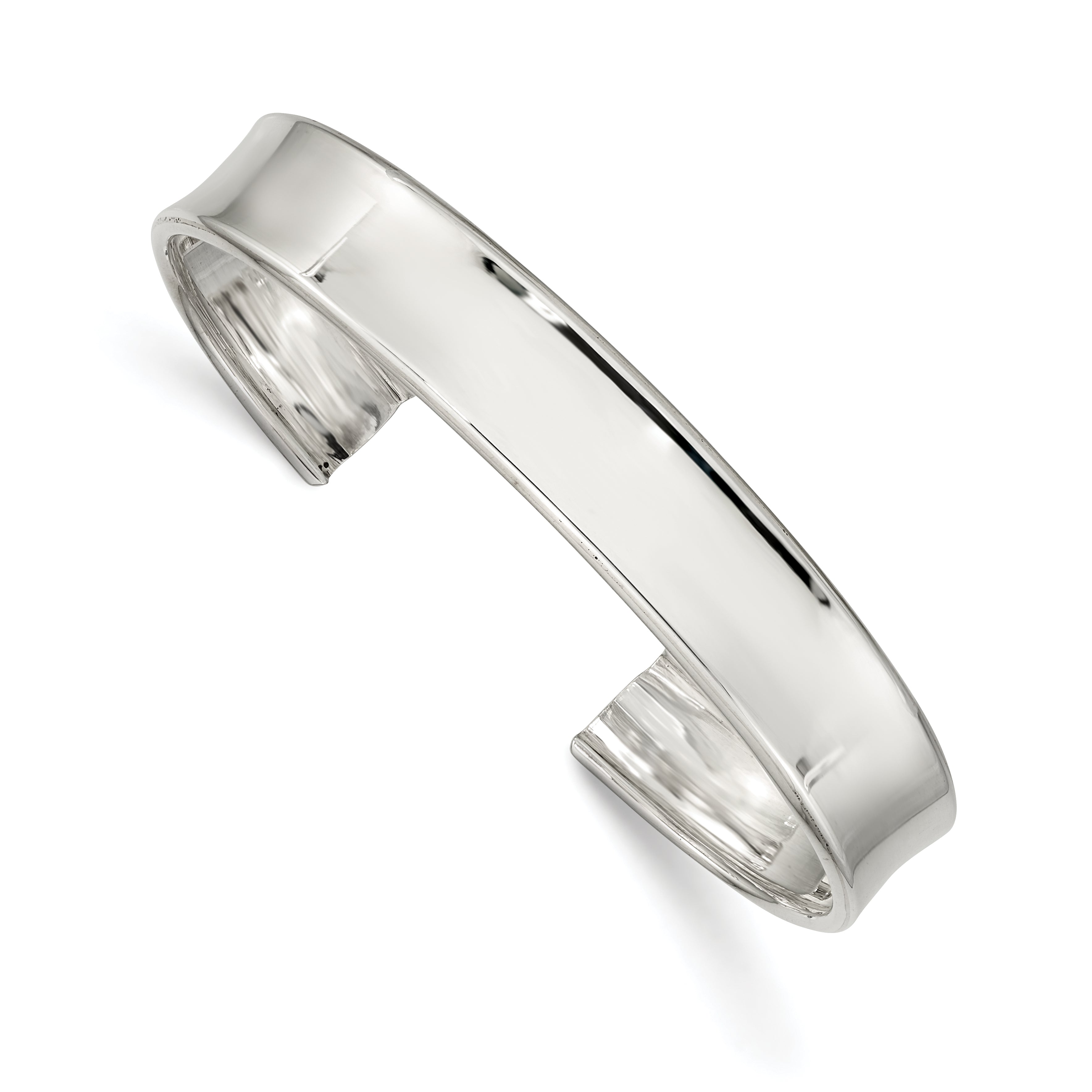 Sterling Silver 10mm Polished Cuff Bangle