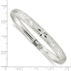 Sterling Silver 6.5mm Laser and Diamond-cut Flexible Bangle