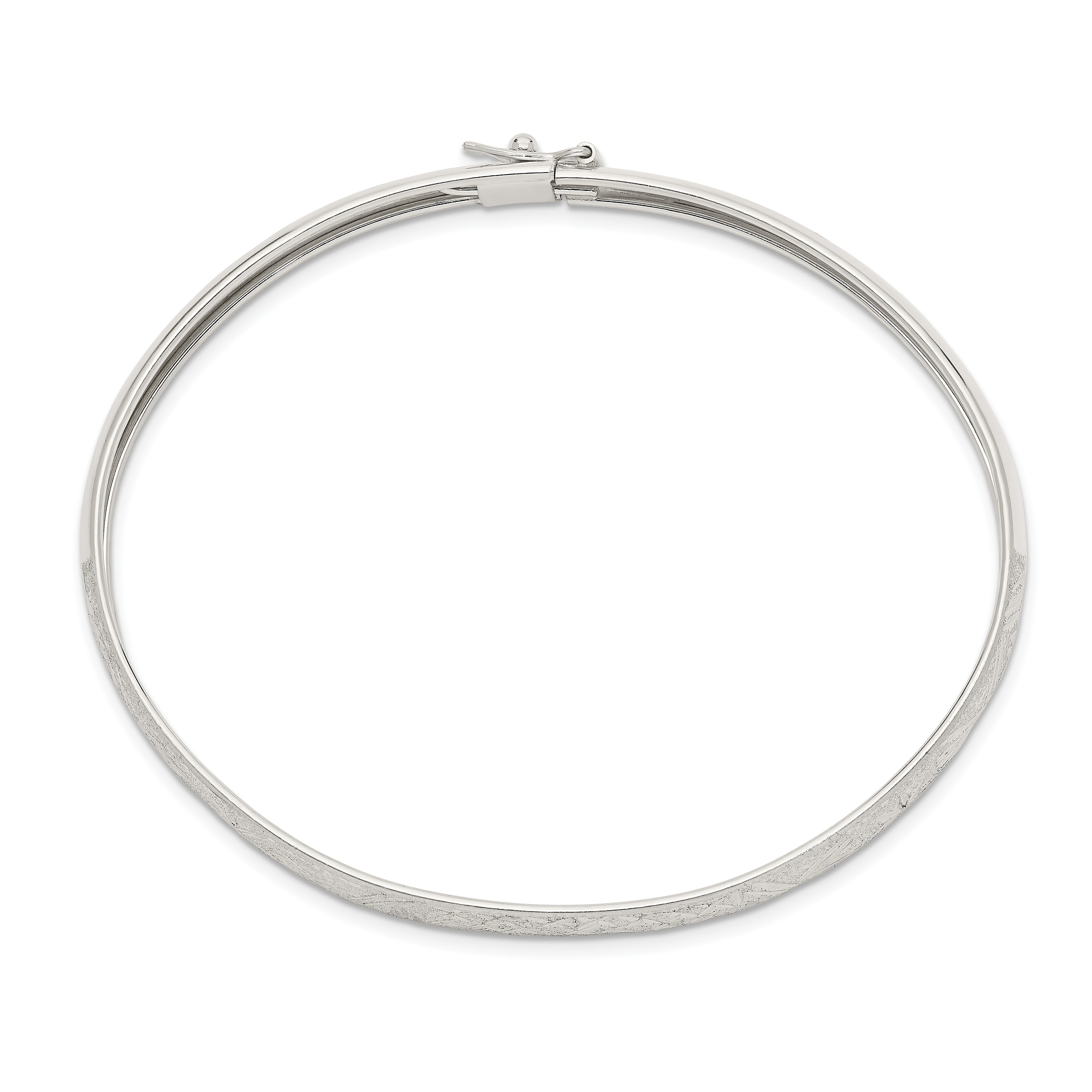 Sterling Silver 6.5mm Laser and Diamond-cut Flexible Bangle