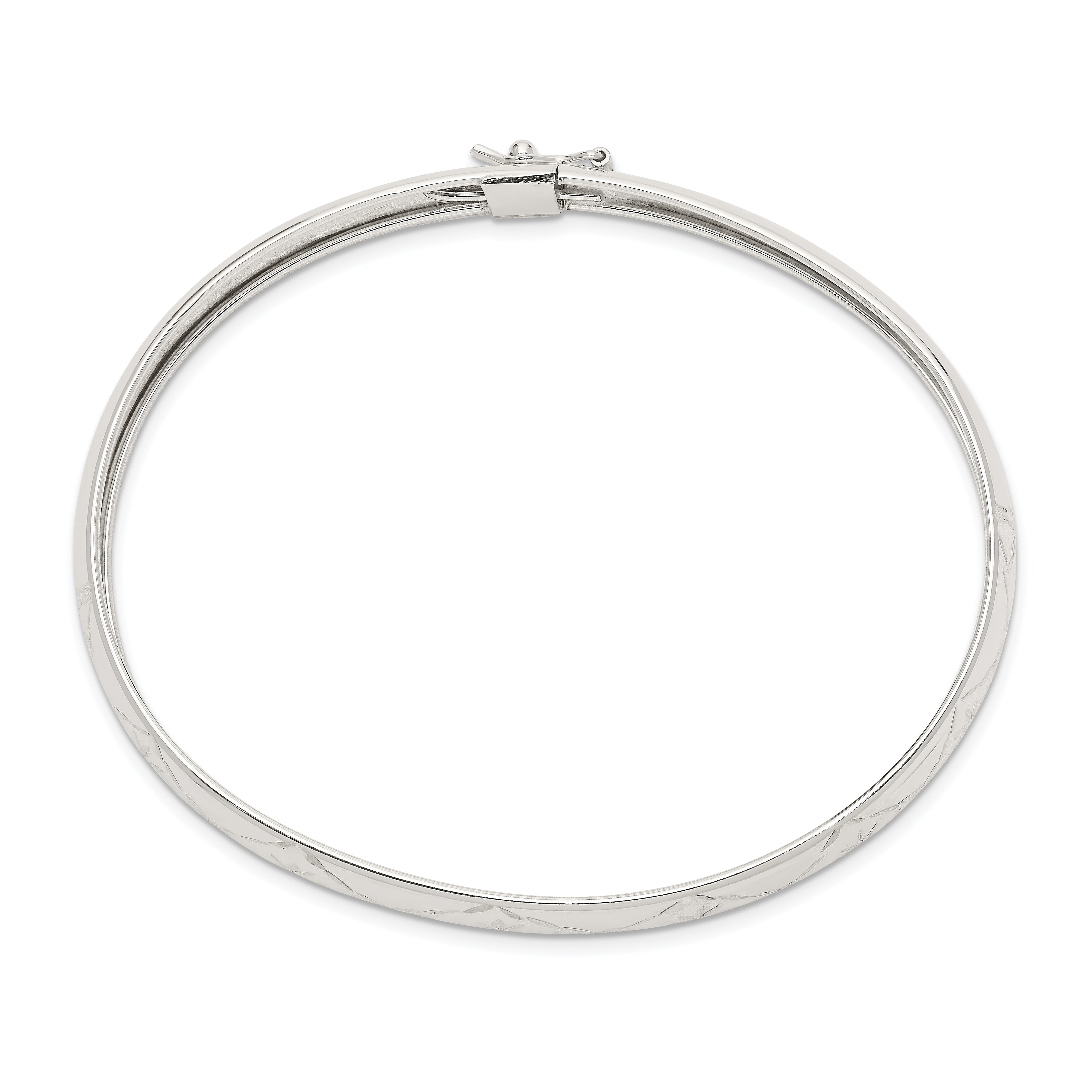 Sterling Silver 7mm Diamond-cut Flexible Bangle