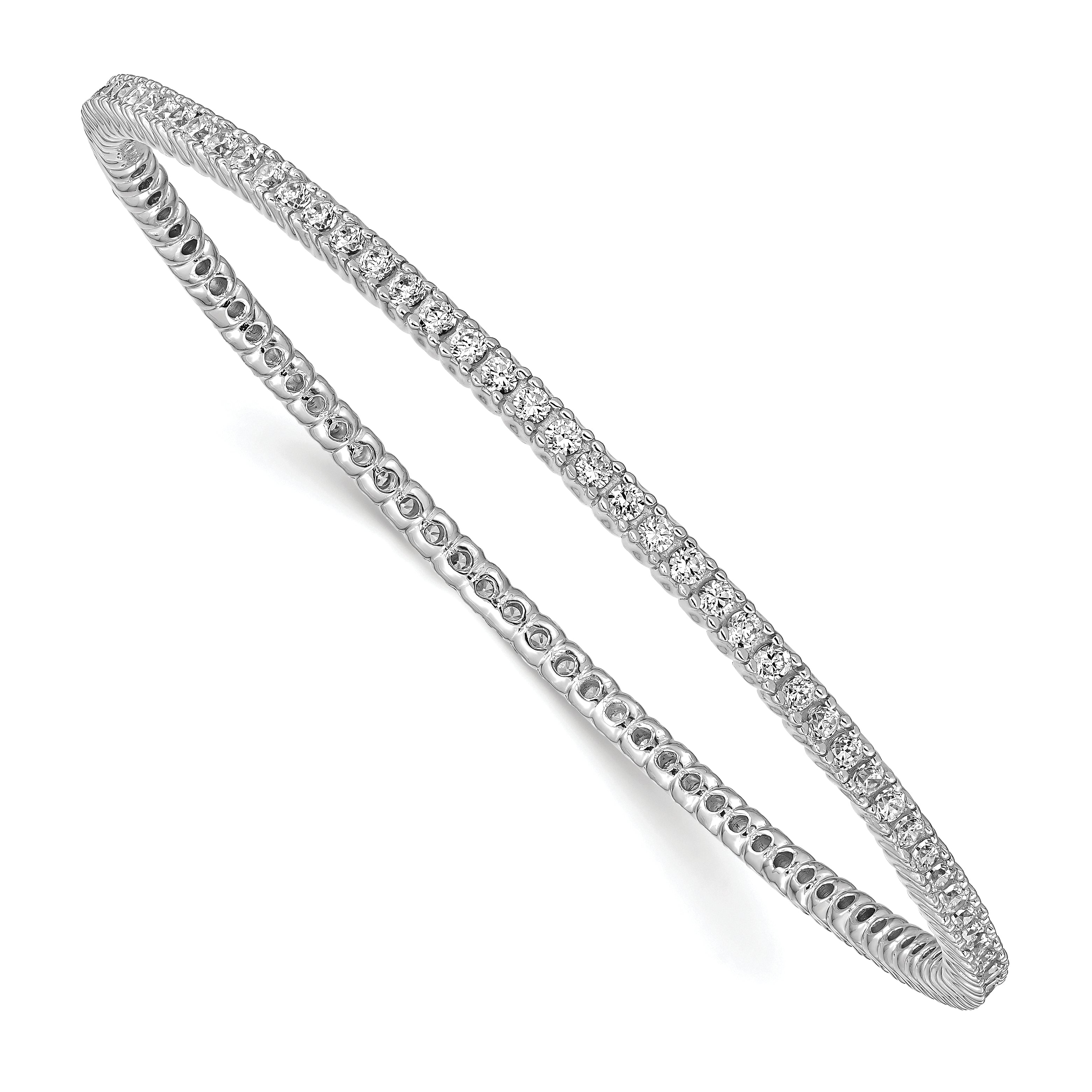 Sterling Shimmer Sterling Silver Rhodium-plated 93 Stone CZ Bangle Bracelet