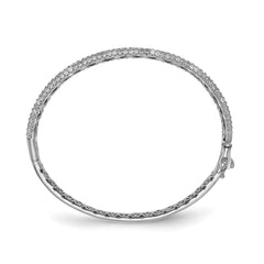 Sterling Shimmer Sterling Silver Rhodium-plated 175 Stone Pav‚ CZ Hinged Bangle Bracelet