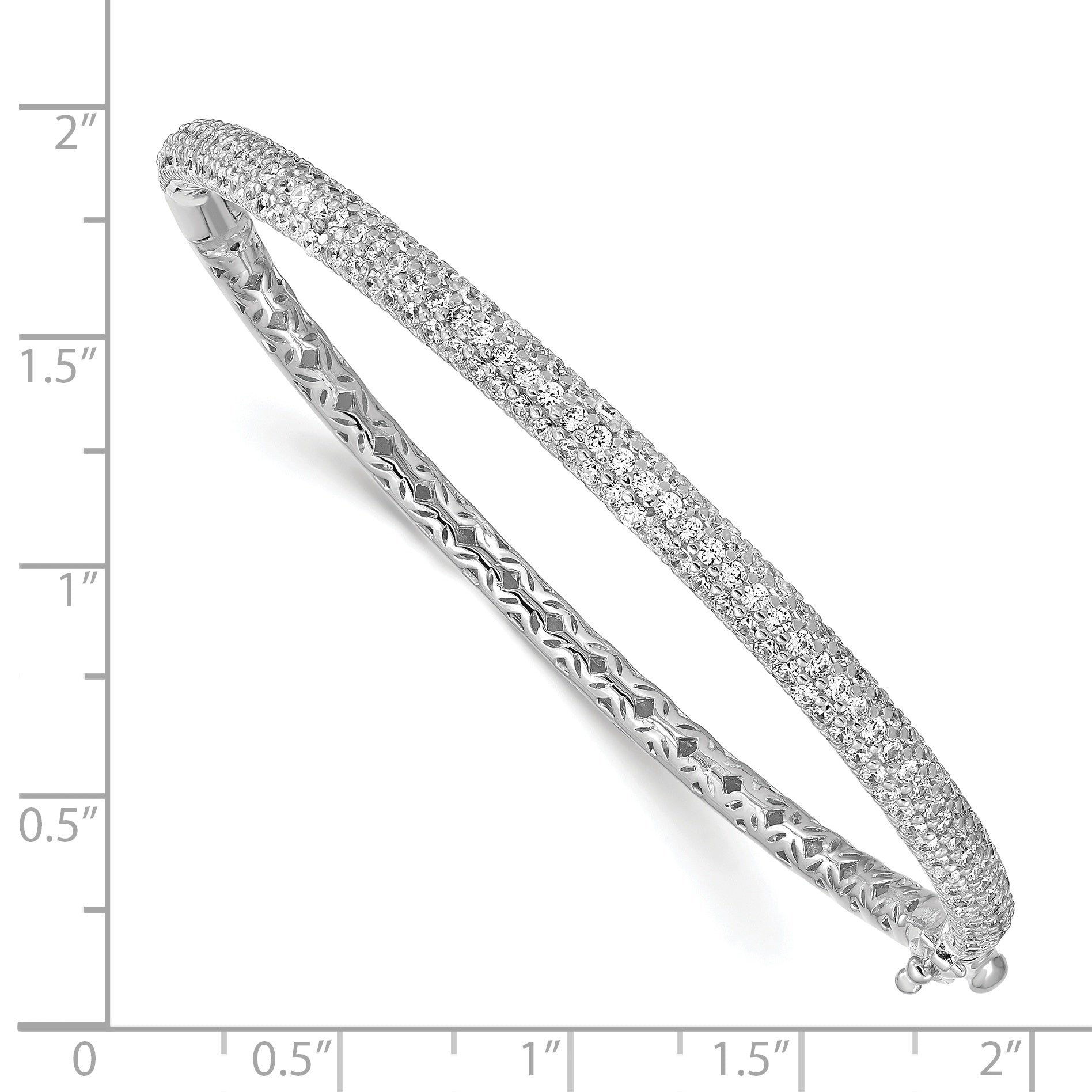 Sterling Shimmer Sterling Silver Rhodium-plated 175 Stone Pav‚ CZ Hinged Bangle Bracelet