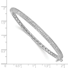 Sterling Shimmer Sterling Silver Rhodium-plated 175 Stone Pav‚ CZ Hinged Bangle Bracelet